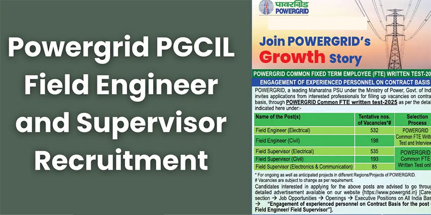 PGCIL Field Engineer and Supervisor Recruitment